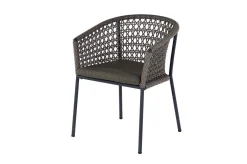 Best Oxford/Zui Garten-Essgruppe, anthrazit/hellgrau, Edelstahl/recycled Teak/Rope, 200/260 x 100 cm, 8x Sessel, inkl. Polster Garten-Essgruppen
