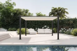 Discount Pergola, faltbares Stoffdach 4 x 4 m, Aluminium/Polyester, Anthrazit/Creme, UV-Schutz 30+ Pergola|Aluminium-Gartenmöbel