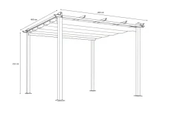 Discount Pergola, faltbares Stoffdach 4 x 4 m, Aluminium/Polyester, Anthrazit/Creme, UV-Schutz 30+ Pergola|Aluminium-Gartenmöbel