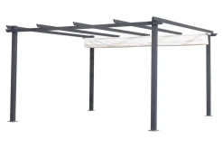 Discount Pergola, faltbares Stoffdach 4 x 4 m, Aluminium/Polyester, Anthrazit/Creme, UV-Schutz 30+ Pergola|Aluminium-Gartenmöbel
