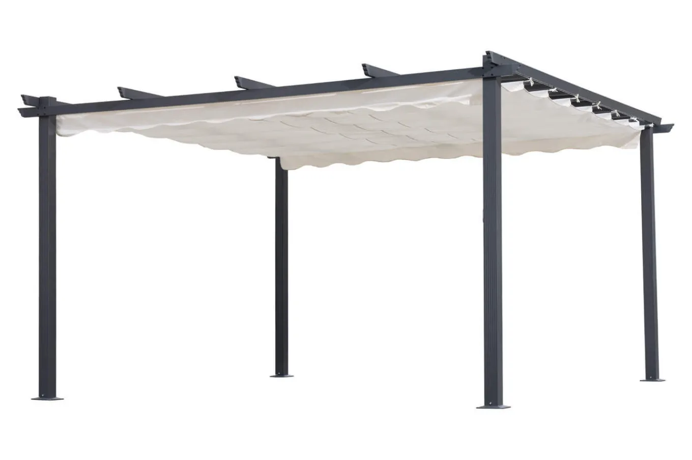 Discount Pergola, faltbares Stoffdach 4 x 4 m, Aluminium/Polyester, Anthrazit/Creme, UV-Schutz 30+ Pergola|Aluminium-Gartenmöbel