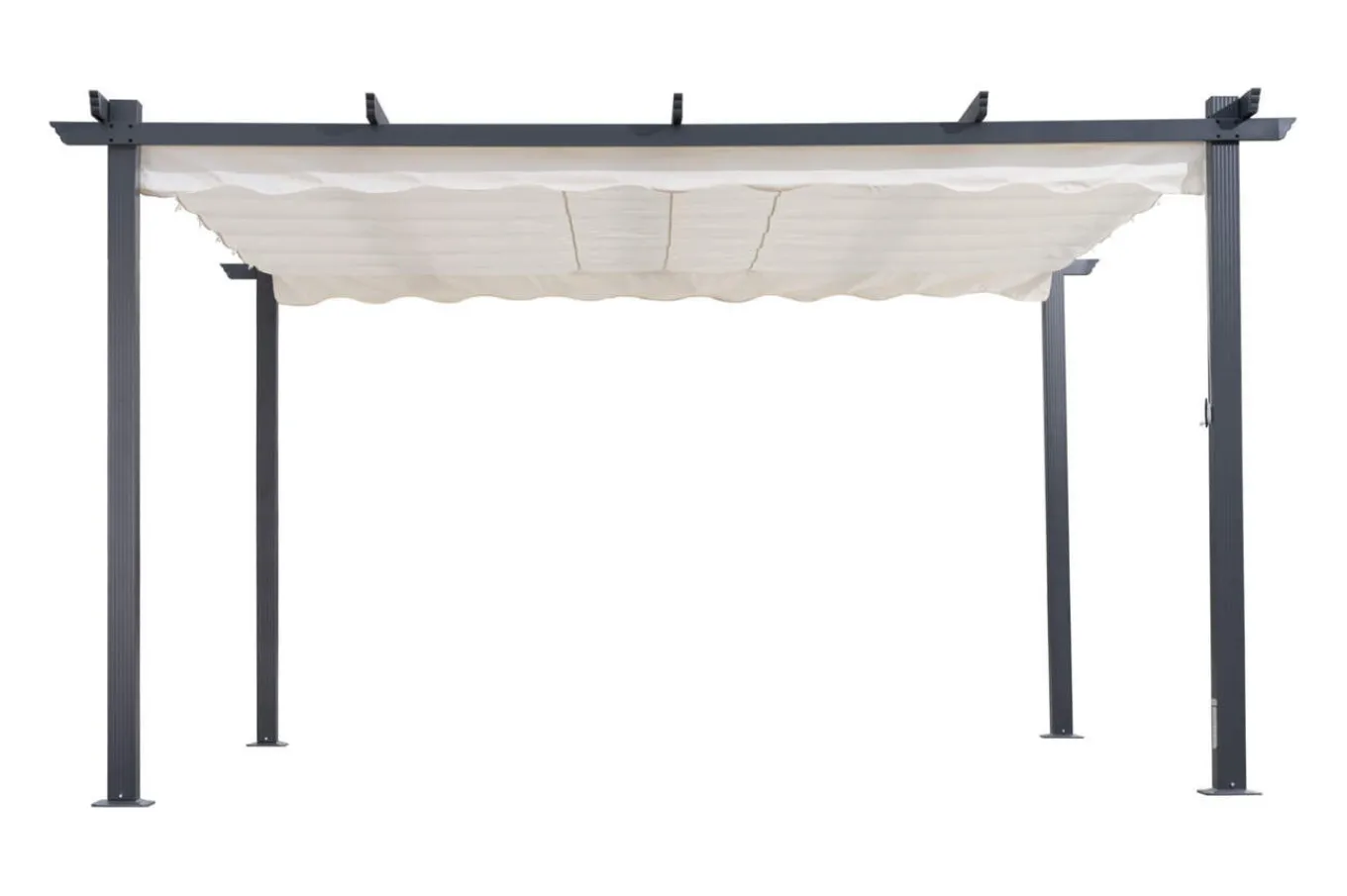 Discount Pergola, faltbares Stoffdach 4 x 4 m, Aluminium/Polyester, Anthrazit/Creme, UV-Schutz 30+ Pergola|Aluminium-Gartenmöbel