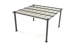 Discount Pergola, faltbares Stoffdach 4 x 4 m, Aluminium/Polyester, Anthrazit/Creme, UV-Schutz 30+ Pergola|Aluminium-Gartenmöbel