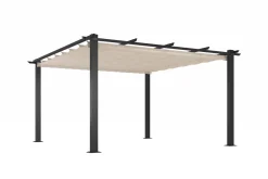 Discount Pergola, faltbares Stoffdach 4 x 4 m, Aluminium/Polyester, Anthrazit/Creme, UV-Schutz 30+ Pergola|Aluminium-Gartenmöbel