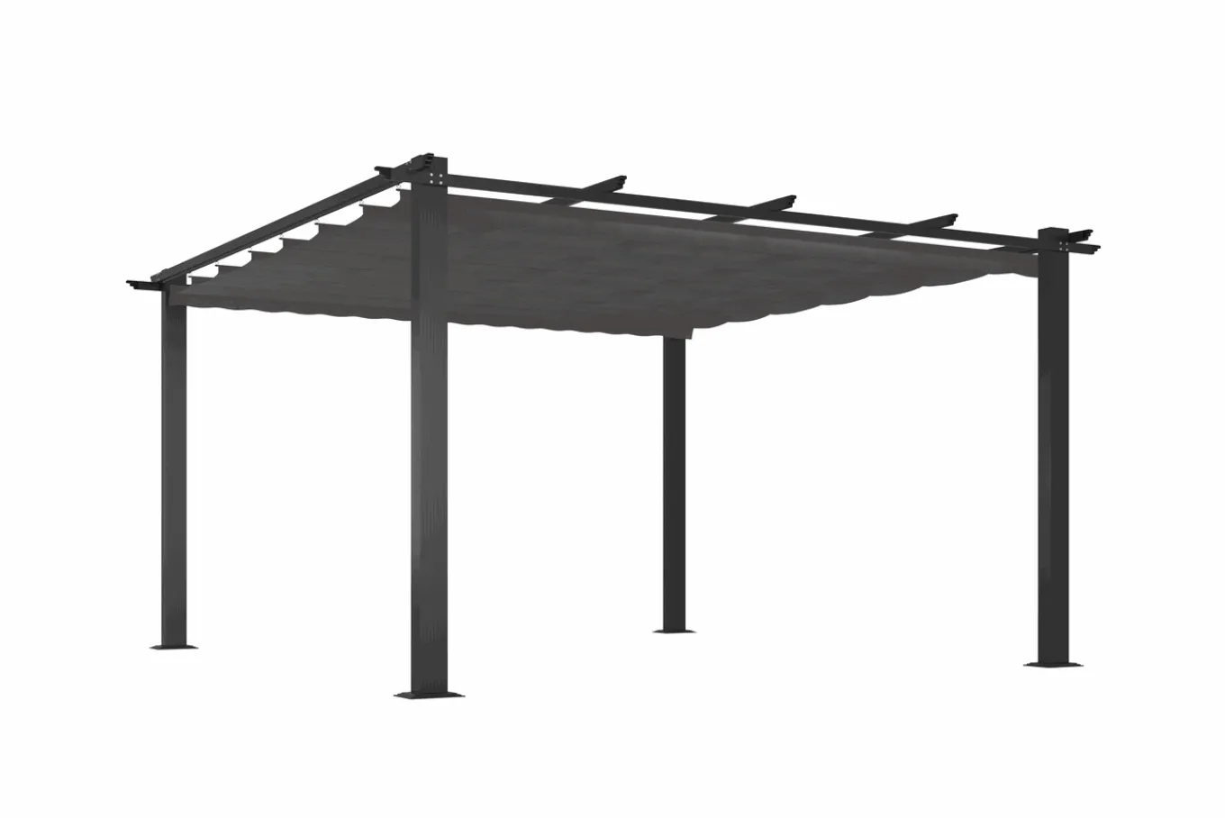 Discount Pergola mit faltbarem Stoffdach, Anthrazit, Aluminium/Polyester, 4 x 4 m, Air-Vent System, UV-beständig Pergola|Aluminium-Gartenmöbel