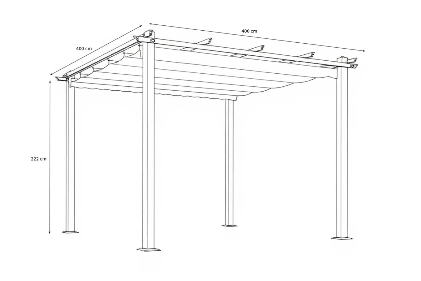 Discount Pergola mit faltbarem Stoffdach, Anthrazit, Aluminium/Polyester, 4 x 4 m, Air-Vent System, UV-beständig Pergola|Aluminium-Gartenmöbel