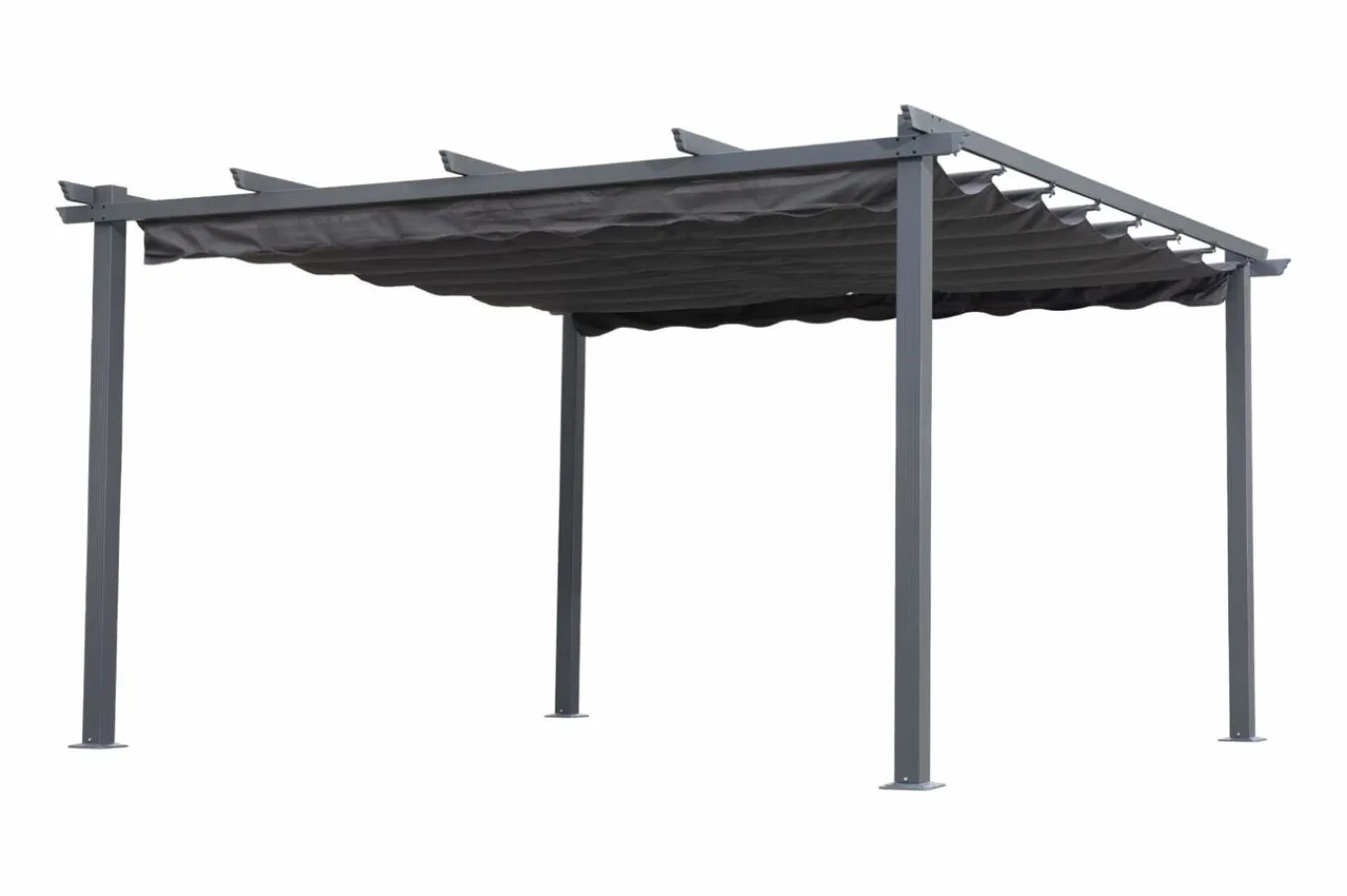 Discount Pergola mit faltbarem Stoffdach, Anthrazit, Aluminium/Polyester, 4 x 4 m, Air-Vent System, UV-beständig Pergola|Aluminium-Gartenmöbel