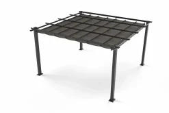 Discount Pergola mit faltbarem Stoffdach, Anthrazit, Aluminium/Polyester, 4 x 4 m, Air-Vent System, UV-beständig Pergola|Aluminium-Gartenmöbel