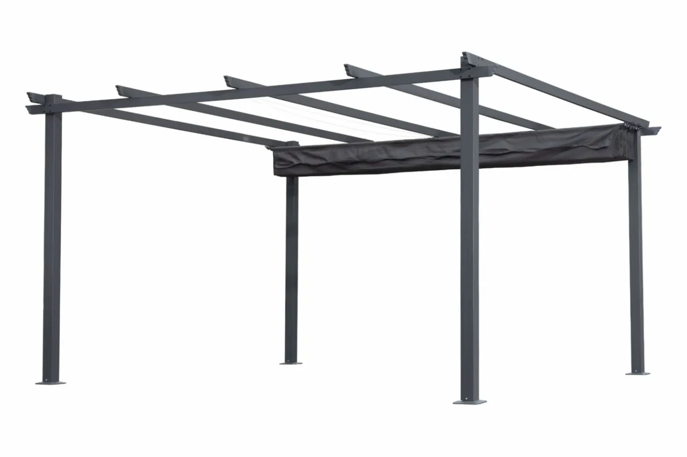Discount Pergola mit faltbarem Stoffdach, Anthrazit, Aluminium/Polyester, 4 x 4 m, Air-Vent System, UV-beständig Pergola|Aluminium-Gartenmöbel
