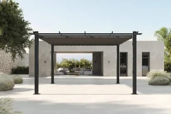 Discount Pergola mit faltbarem Stoffdach, Anthrazit, Aluminium/Polyester, 4 x 4 m, Air-Vent System, UV-beständig Pergola|Aluminium-Gartenmöbel