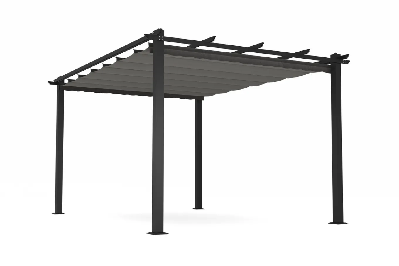 Outlet Pergola mit faltbarem Stoffdach, Anthrazit, Aluminium/Polyester, 3 x 4 m, Air-Vent System, UV-Schutz 30 Pergola|Aluminium-Gartenmöbel