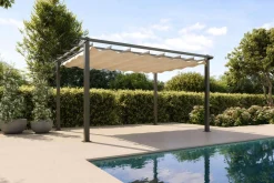 Online Pergola mit faltbarem Stoffdach, Anthrazit/Creme, Aluminium/Polyester, 3 x 4 m, Air-Vent System, UV-Schutz 30+ Pergola|Aluminium-Gartenmöbel