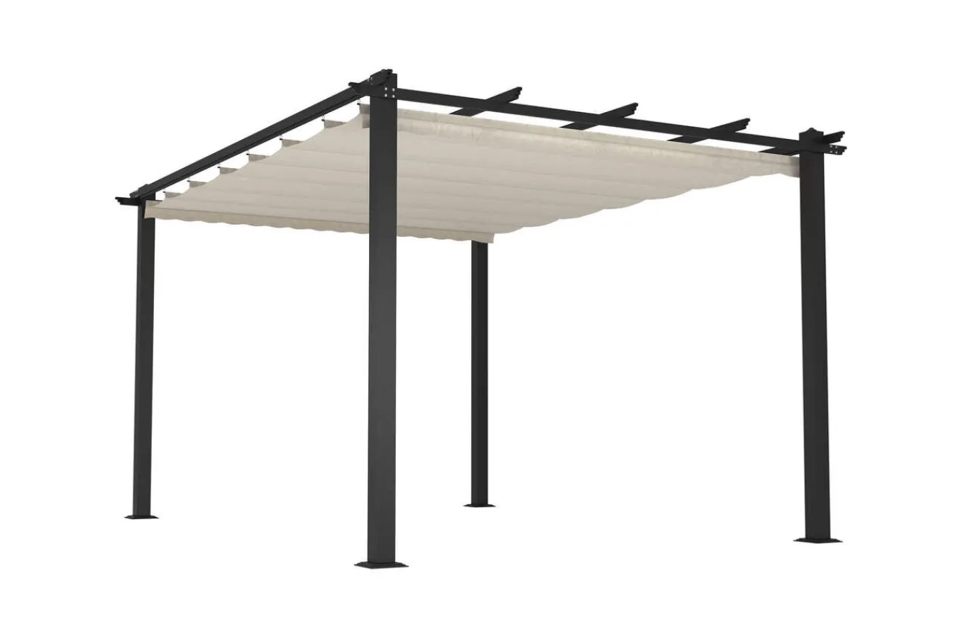 Online Pergola mit faltbarem Stoffdach, Anthrazit/Creme, Aluminium/Polyester, 3 x 4 m, Air-Vent System, UV-Schutz 30+ Pergola|Aluminium-Gartenmöbel