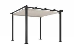 Hot Pergola mit faltbarem Stoffdach, Anthrazit/Creme, Aluminium/Polyester, 3 x 3 m, Air-Vent System, UV-Schutz 30+ Pergola|Aluminium-Gartenmöbel