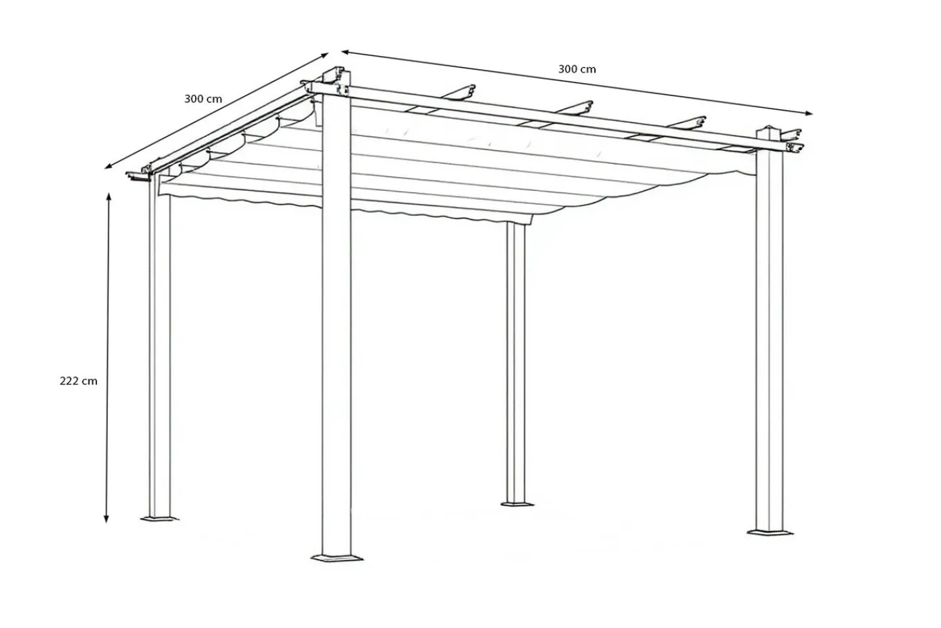 Hot Pergola mit faltbarem Stoffdach, Anthrazit/Creme, Aluminium/Polyester, 3 x 3 m, Air-Vent System, UV-Schutz 30+ Pergola|Aluminium-Gartenmöbel