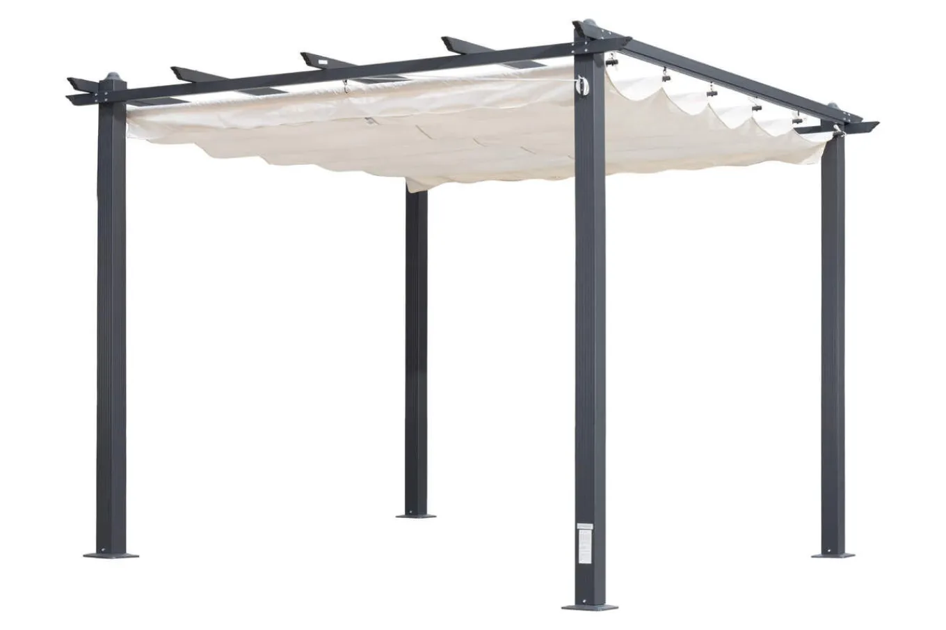 Hot Pergola mit faltbarem Stoffdach, Anthrazit/Creme, Aluminium/Polyester, 3 x 3 m, Air-Vent System, UV-Schutz 30+ Pergola|Aluminium-Gartenmöbel