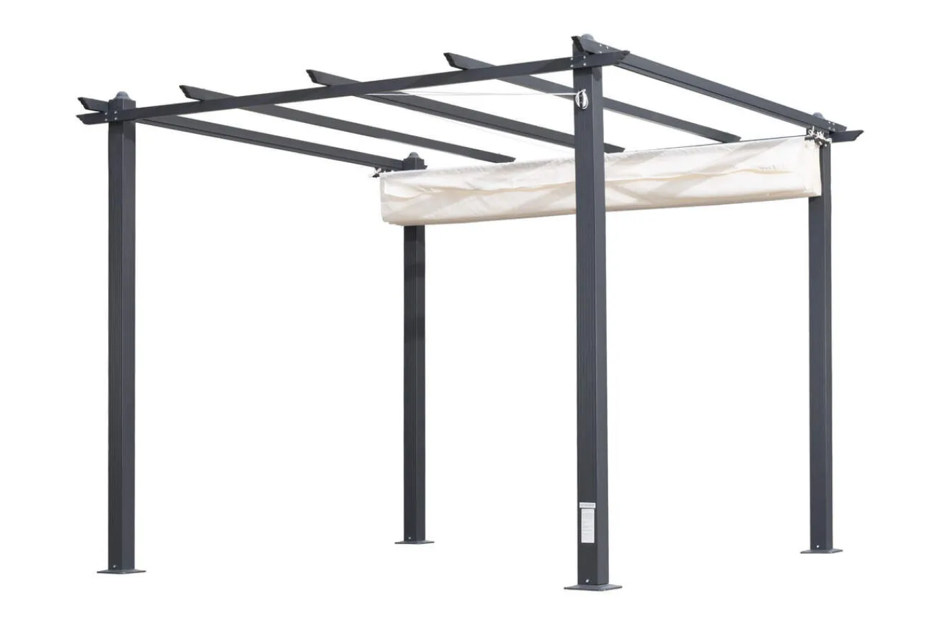 Hot Pergola mit faltbarem Stoffdach, Anthrazit/Creme, Aluminium/Polyester, 3 x 3 m, Air-Vent System, UV-Schutz 30+ Pergola|Aluminium-Gartenmöbel