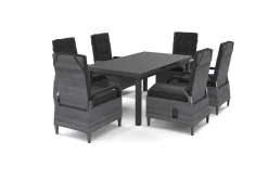 New Porto Garten-Essgruppe, anthrazit/grau, Alu/Polyrattan, ausziehbarer Tisch 180/240 x 100 cm, verstellbare Rückenlehne inkl. Polster Garten-Essgruppen|Aluminium-Gartenmöbel