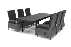 New Porto Garten-Essgruppe, anthrazit/grau, Alu/Polyrattan, ausziehbarer Tisch 180/240 x 100 cm, verstellbare Rückenlehne inkl. Polster Garten-Essgruppen|Aluminium-Gartenmöbel