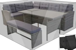 Hot Premium Abdeckhaube für Garten-Essgruppen z.B. 20396, 220x200x70cm wasserbeständig, schwarz Schutzhüllen
