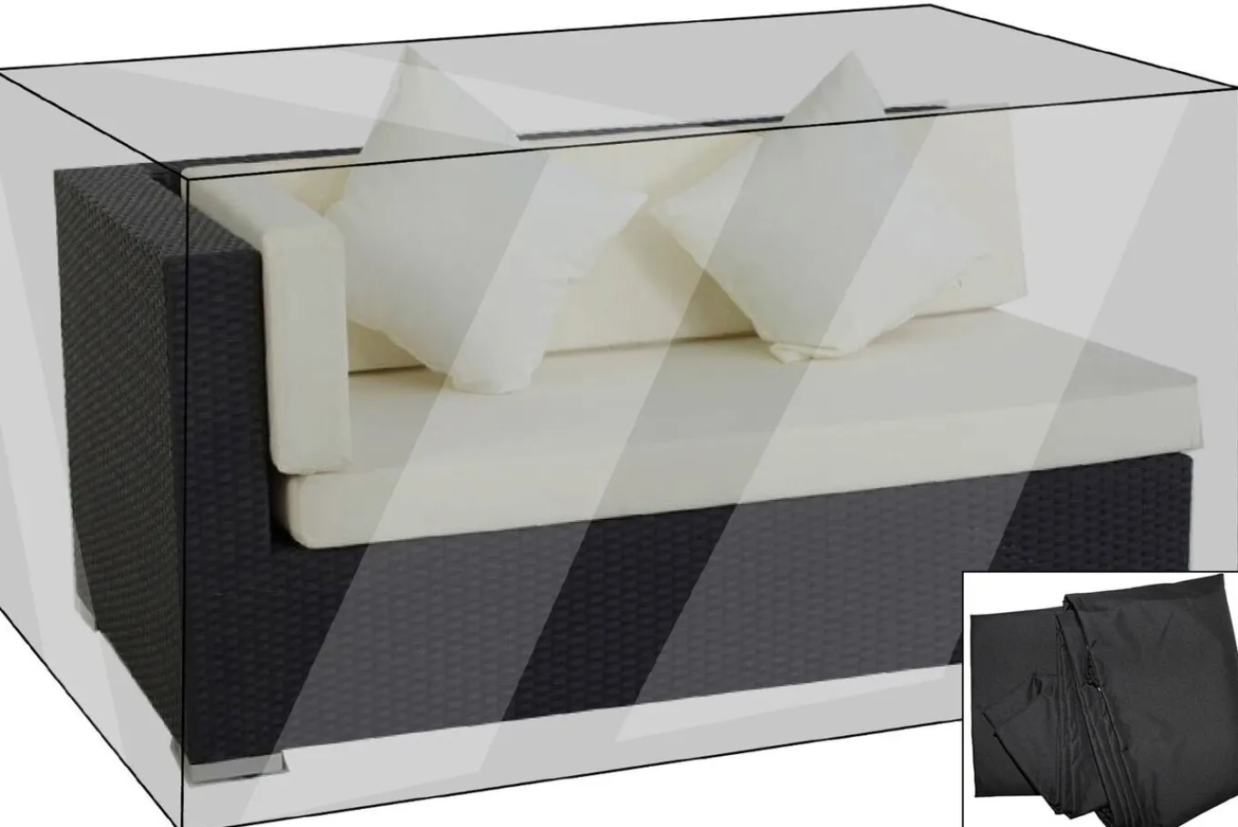 Clearance Premium Abdeckhaube passend z.B. für theBox 2er-Ecksofa Arml. re., schwarz, 147x87x68cm, wasserbeständig Schutzhüllen