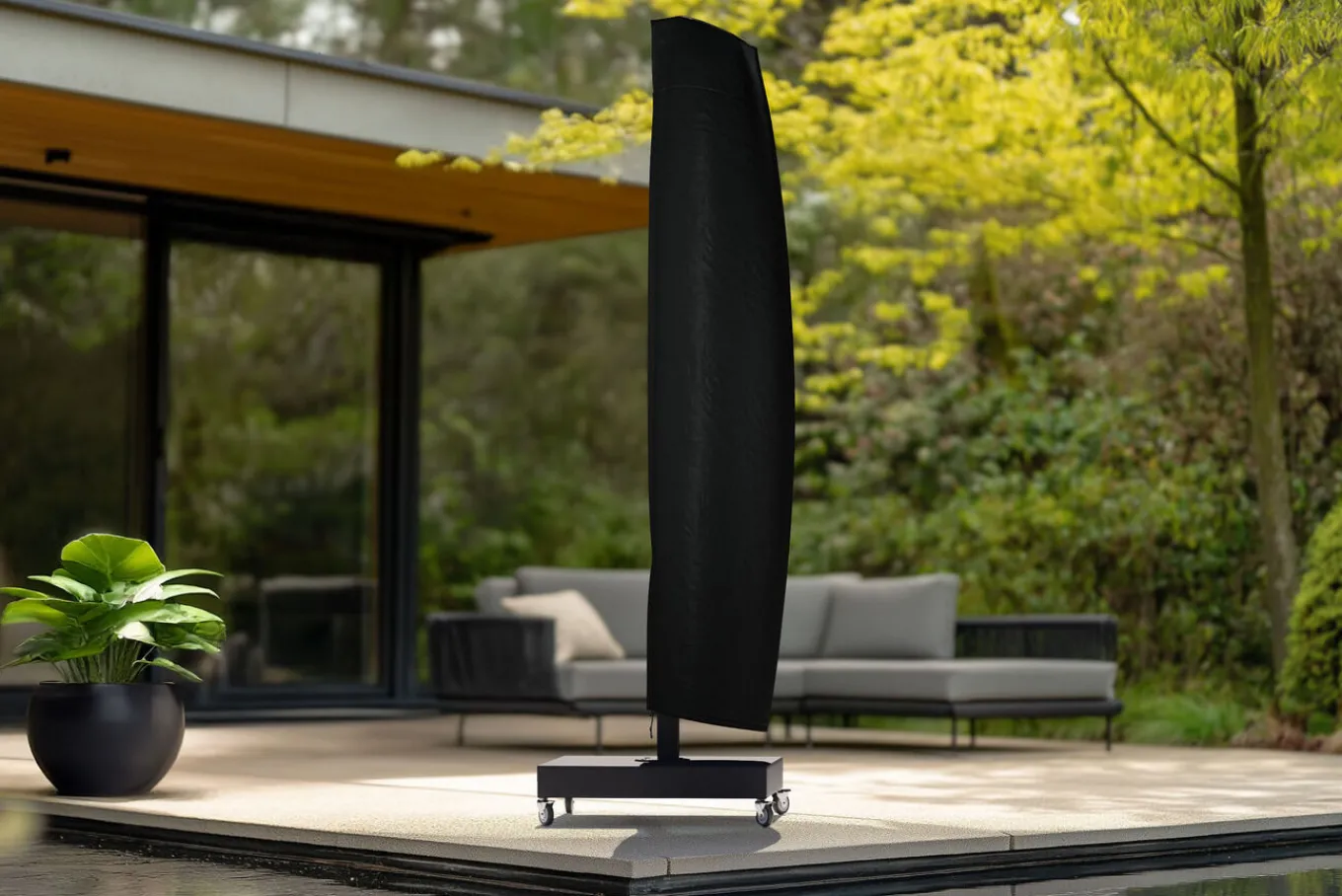 Best Premium Abdeckhaube Größe M für Sonnenschirme bis Ø350cm, schwarz, wasserbeständig, Ø61x272cm Schutzhüllen