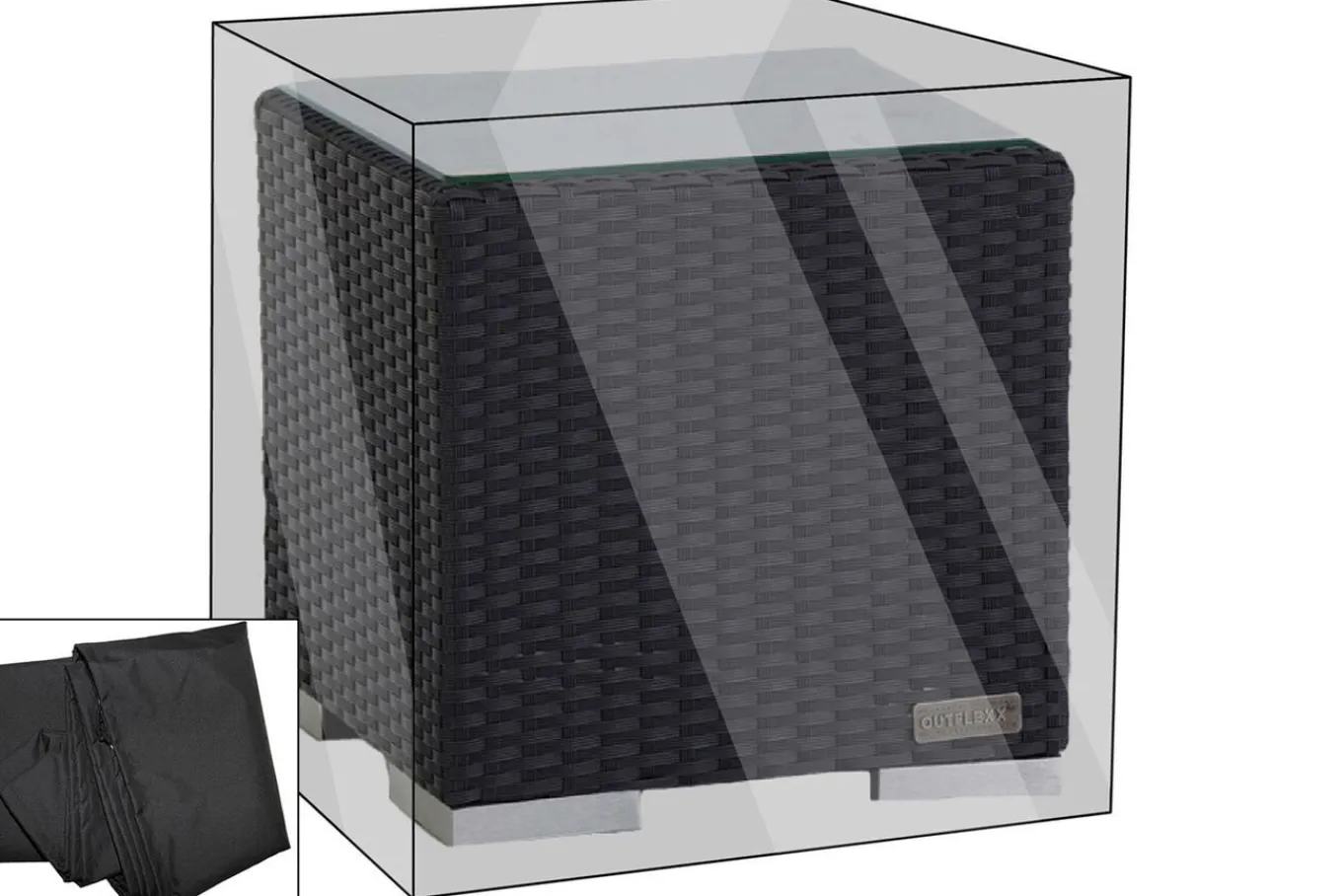 Outlet Premium Abdeckhaube passend z.B. für Beistelltisch, schwarz, 42x42x38 cm, wasserbeständig Schutzhüllen
