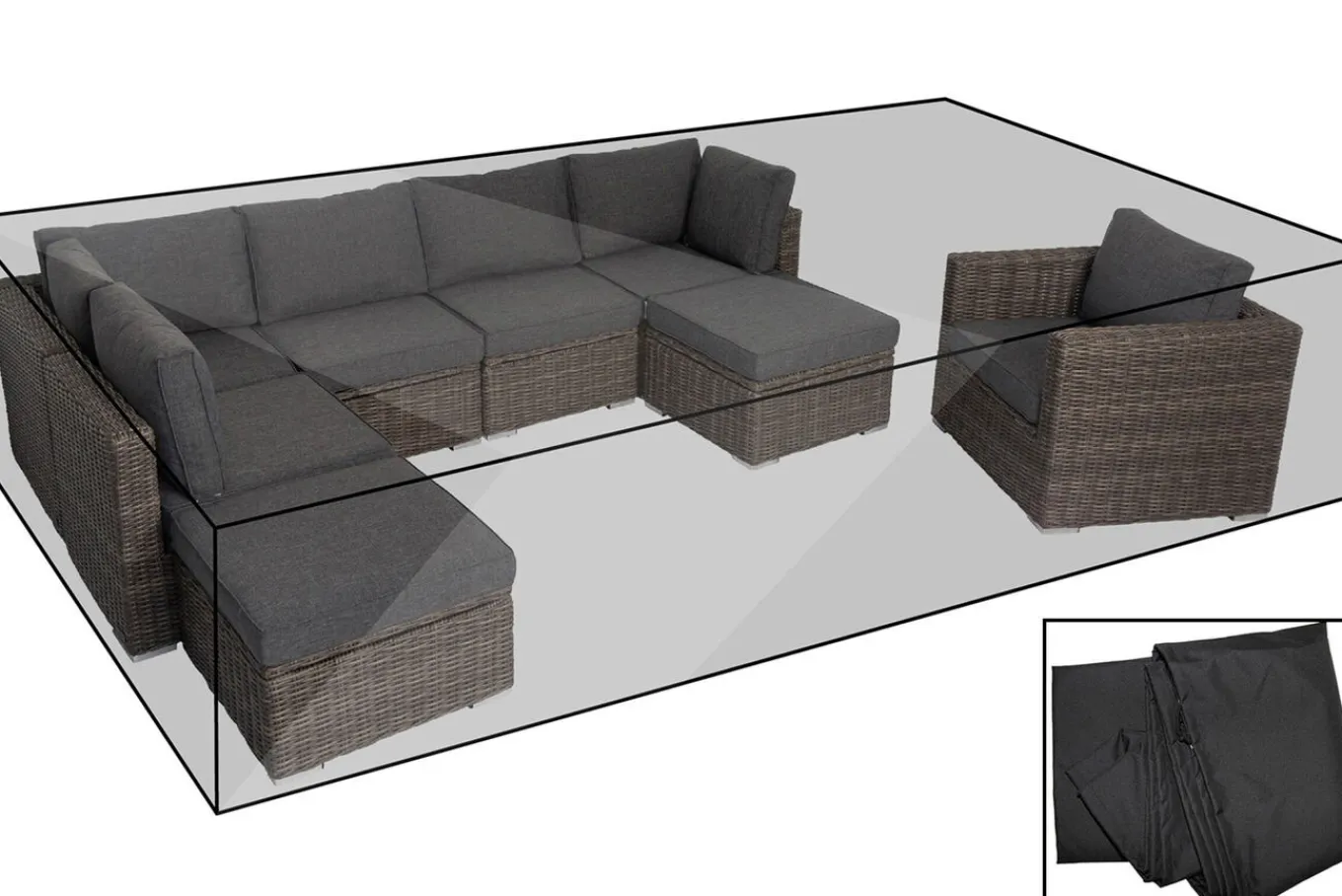 Hot Premium Abdeckhaube, für Lounge, z.B. 18365-BOX, schwarz, 310x180x68 cm, wasserbeständig Schutzhüllen