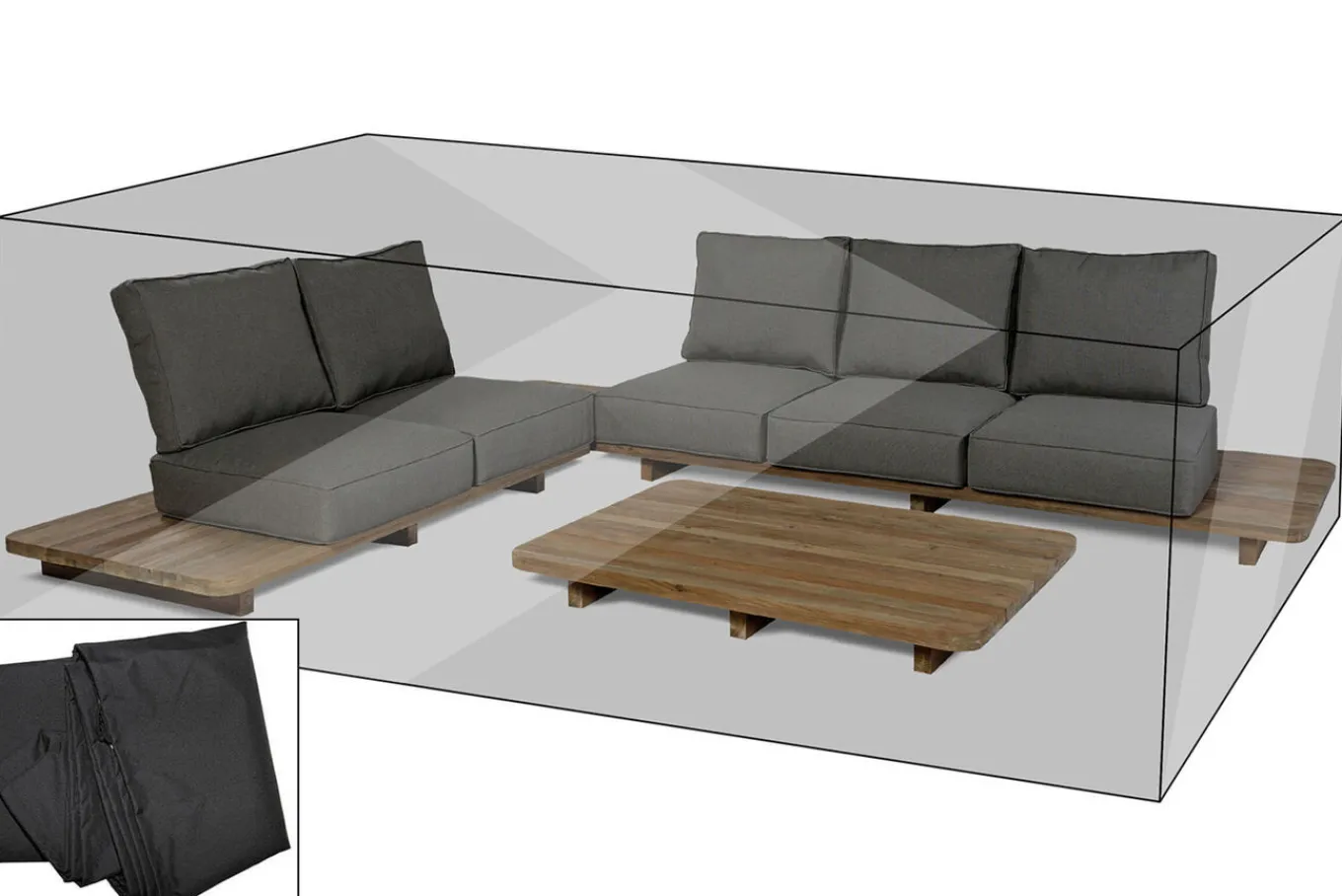 Discount Premium Abdeckhaube für Lounge, z.B. 20304, 279x359x60cm, wasserbeständig, schwarz Schutzhüllen