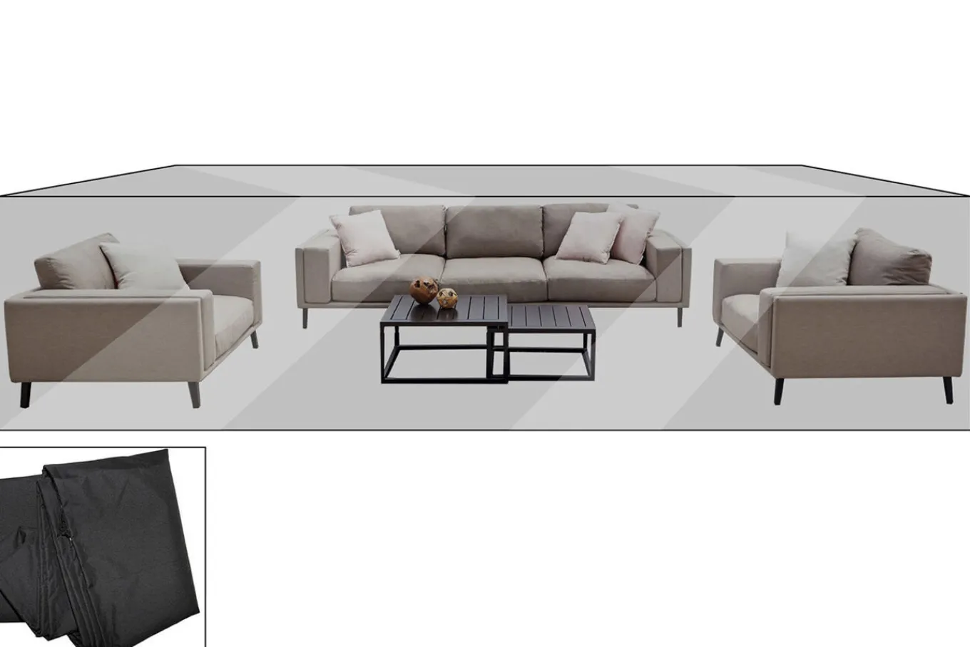 Sale Premium Abdeckhaube für Lounge, z.B. Lazy Lounge, 470x224x55cm, wasserbeständig, schwarz Schutzhüllen