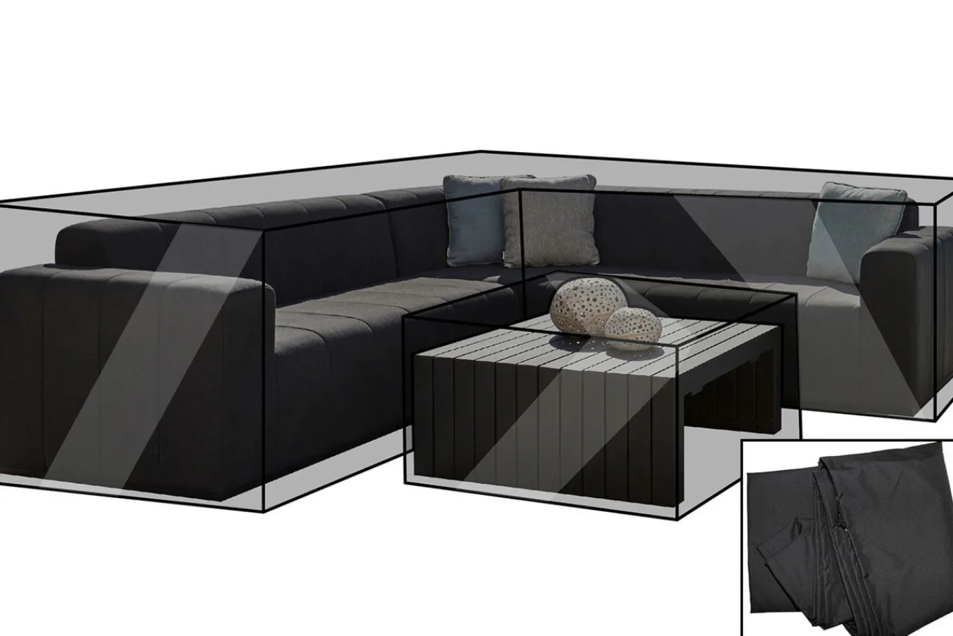 Discount Premium Abdeckhaubenset, für Garten-Essgruppe, z.B. 18519, schwarz, 261x327x77cm + 2x 92x47x37cm, wasserbeständig Schutzhüllen