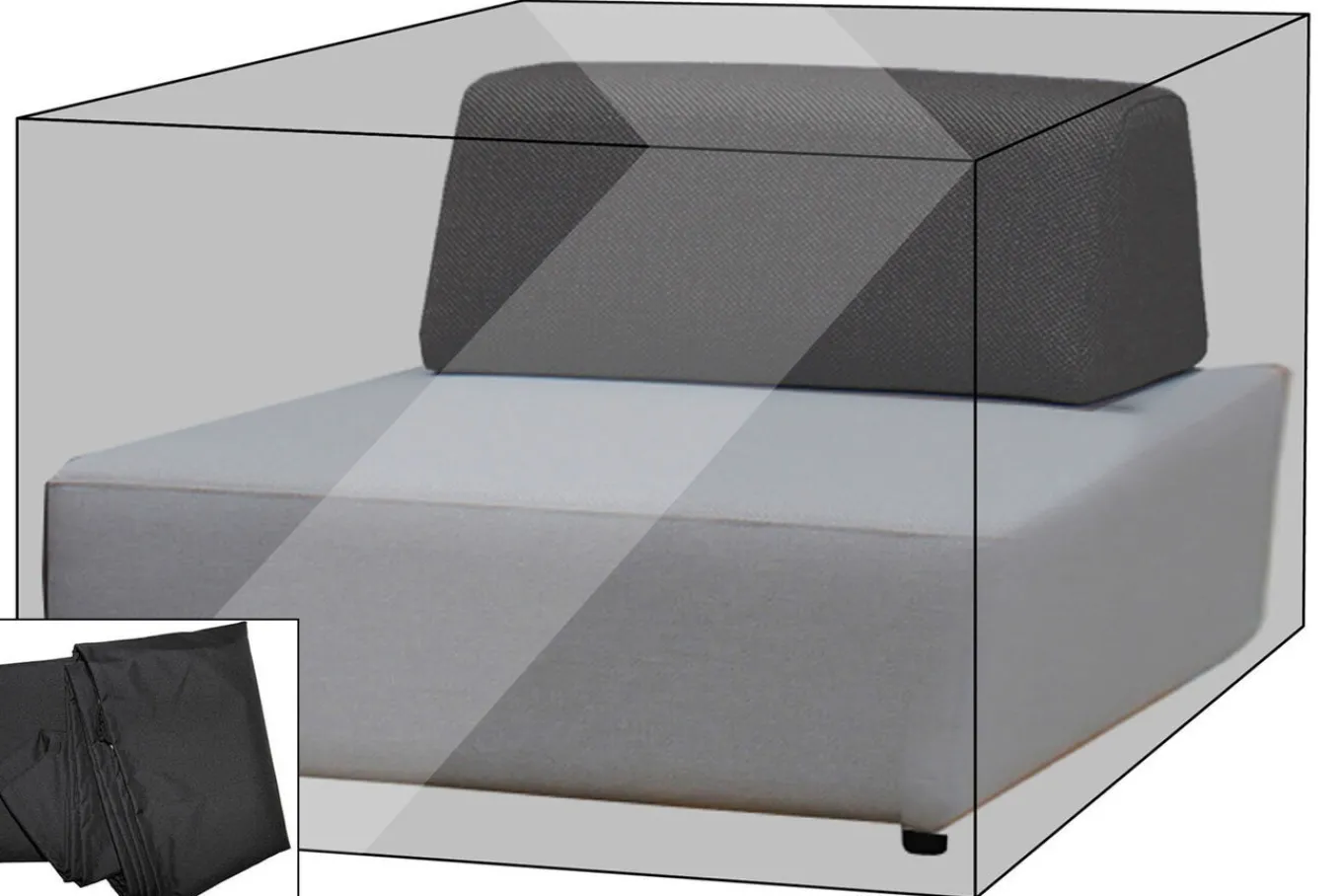 Outlet Premium Abdeckhaube für Lounge-Element, z.B. Maui Lounge, 107x107x65cm, wasserbeständig, schwarz Schutzhüllen
