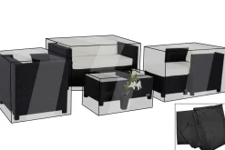 Discount Premium Abdeckhauben-Set für Garten-Essgruppe: 1298 / 1299, schwarz, wasserbeständig, bis 2015er Version Schutzhüllen
