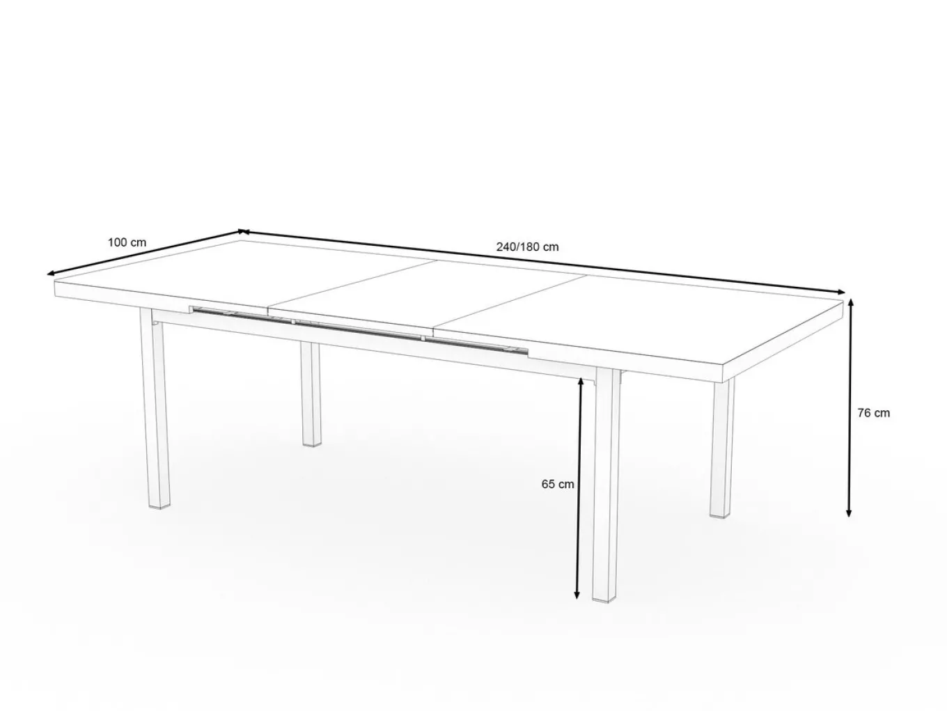 Clearance Premium Ausziehtisch, anthrazit/grau, Alu/Sicherheitsglas, 180/240x100cm, automatischer Ausziehmechanismus Gartentische