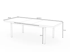 Clearance Premium Ausziehtisch, anthrazit/grau, Alu/Sicherheitsglas, 180/240x100cm, automatischer Ausziehmechanismus Gartentische