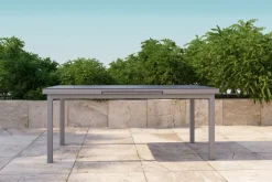 New Premium Ausziehtisch, silber/grau, Alu/Glas, 180/240x100cm, automatischer Ausziehmechanismus Gartentische