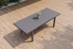 Discount Premium Ausziehtisch, anthrazit matt/grau, Alu/Glas, 180/240x100cm, automatischer Ausziehmechanismus Gartentische