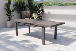 Discount Premium Ausziehtisch, anthrazit matt/grau, Alu/Glas, 180/240x100cm, automatischer Ausziehmechanismus Gartentische