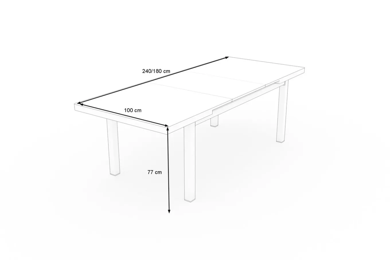 Discount Premium Ausziehtisch, anthrazit/grau, Aluminium/Glas, 180/240x100cm, automatischer Ausziehmechanismus Gartentische