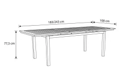 New Premium Ausziehtisch, anthrazit matt, Alu/Teak, 180/240x100cm, automatischer Ausziehmechanismus Gartentische