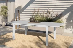Sale Premium Ausziehtisch, weiß, Alu/Glas, 180/240 x 100 cm, witterungsbeständig, hohe Belastbarkeit Gartentische|Aluminium-Gartenmöbel