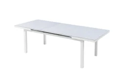 Sale Premium Ausziehtisch, weiß, Alu/Glas, 180/240 x 100 cm, witterungsbeständig, hohe Belastbarkeit Gartentische|Aluminium-Gartenmöbel