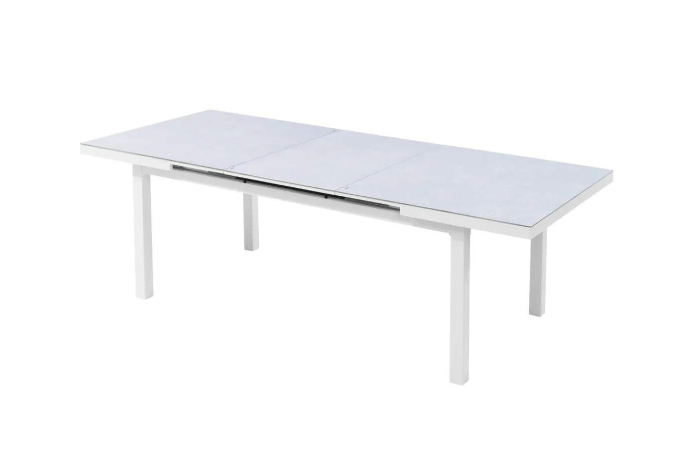 Sale Premium Ausziehtisch, weiß, Alu/Glas, 180/240 x 100 cm, witterungsbeständig, hohe Belastbarkeit Gartentische|Aluminium-Gartenmöbel