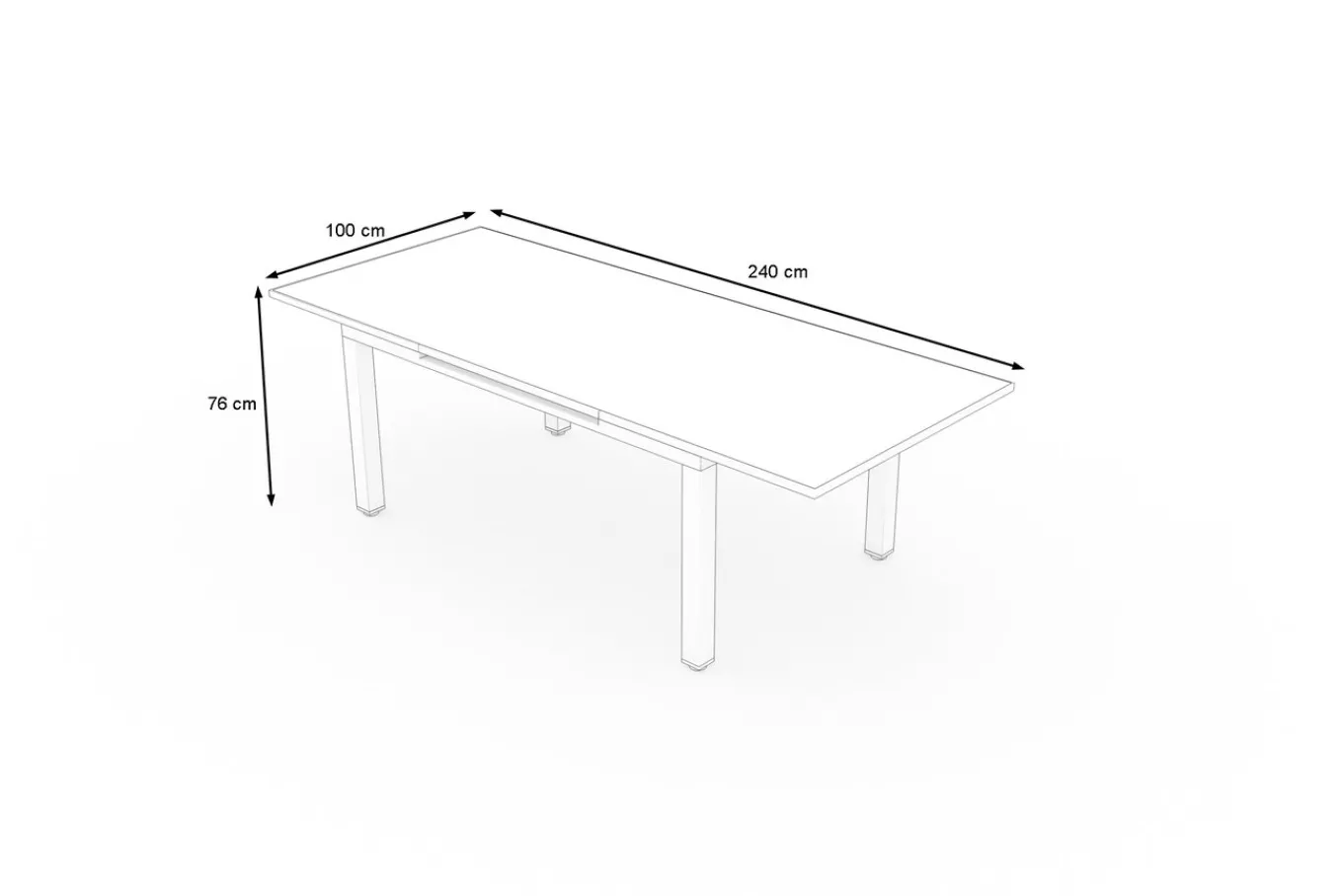 Sale Premium Ausziehtisch, weiß, Alu/Glas, 180/240 x 100 cm, witterungsbeständig, hohe Belastbarkeit Gartentische|Aluminium-Gartenmöbel