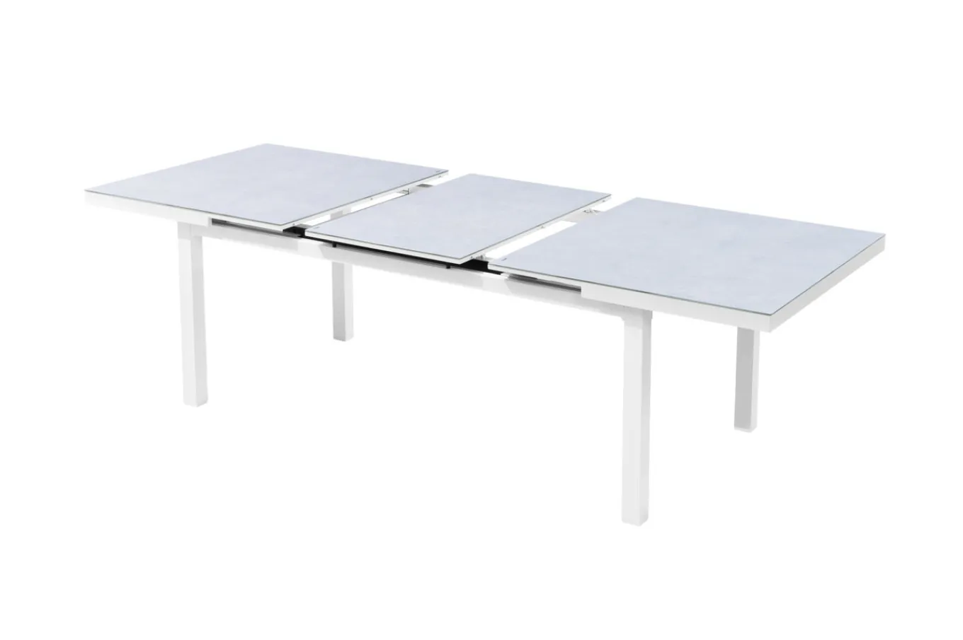Sale Premium Ausziehtisch, weiß, Alu/Glas, 180/240 x 100 cm, witterungsbeständig, hohe Belastbarkeit Gartentische|Aluminium-Gartenmöbel