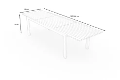 Sale Premium Ausziehtisch, anthrazit matt, Alu/Teak, 200/320 x 100 cm, automatischer Ausziehmechanismus, witterungsbeständig Gartentische|Aluminium-Gartenmöbel
