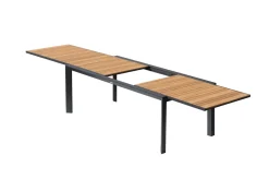 Sale Premium Ausziehtisch, anthrazit matt, Alu/Teak, 200/320 x 100 cm, automatischer Ausziehmechanismus, witterungsbeständig Gartentische|Aluminium-Gartenmöbel