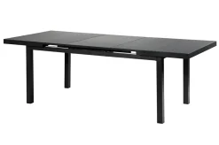 Clearance Premium Garten-Essgruppe, ® anthrazit matt, Alu / Glas / Teak, Tisch 180/240x100cm, 6 Klappstühle Garten-Essgruppen|Aluminium-Gartenmöbel