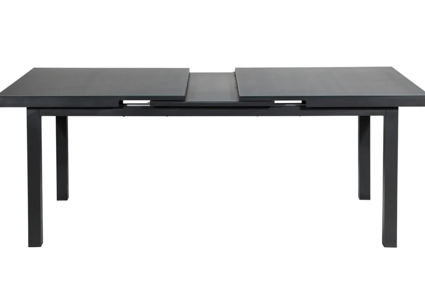 Premium Garten-Essgruppe, ® anthrazit matt, Alu / Glas / Teak, Tisch 180/240x100cm, 8 Stapelsessel Garten-Essgruppen|Aluminium-Gartenmöbel