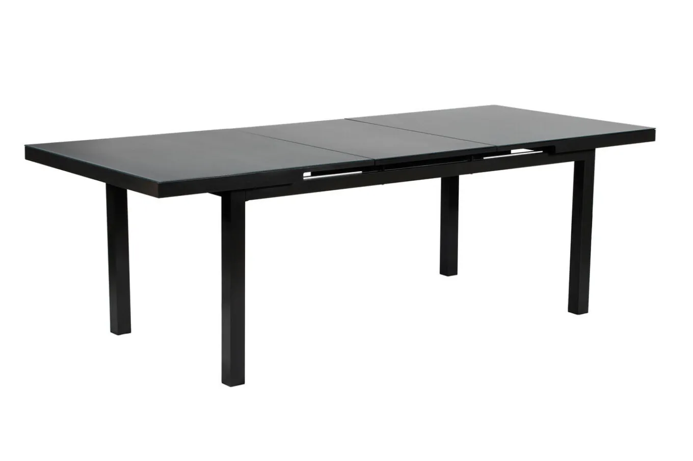 Premium Garten-Essgruppe, anthrazit/grau, Alu/Textilene, Ausziehtisch 180/240x100cm, 4 Stapel-, 2 Klappstühle Garten-Essgruppen